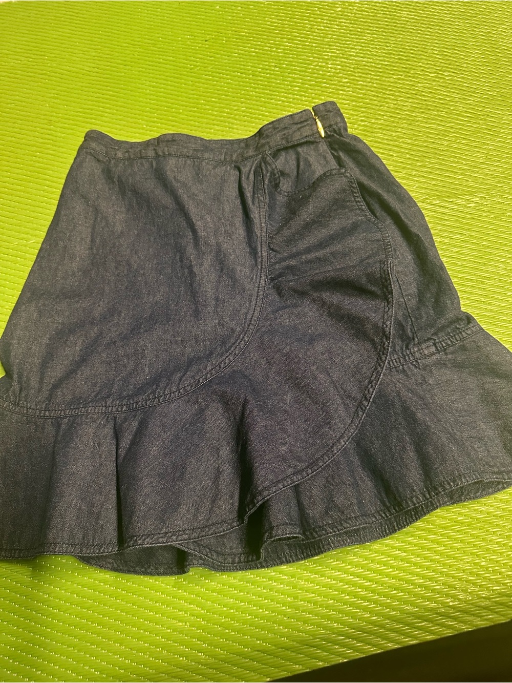 Draper James Dark Blue Ruffle Hem Denim Skirt